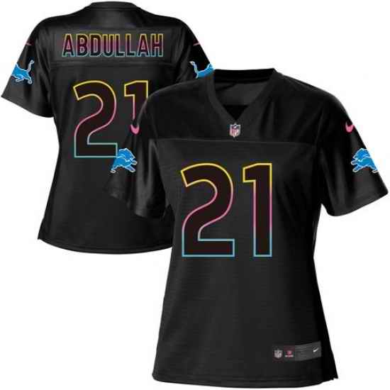 Nike Lions #21 Ameer Abdullah Black Womens NFL Fashion Game Jersey